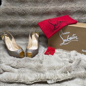 Christian Louboutin Glittering Gold Slingback Heels